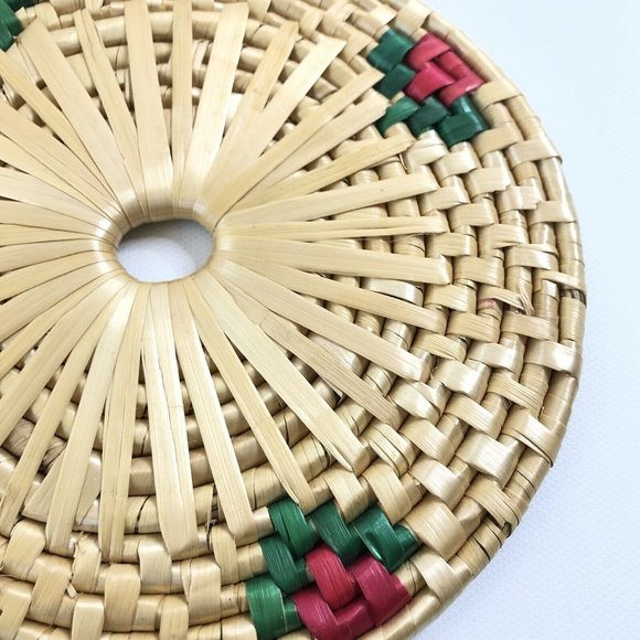 Woven Raffia Straw Trivets Set of 8 Round Square - Picture 11 of 12